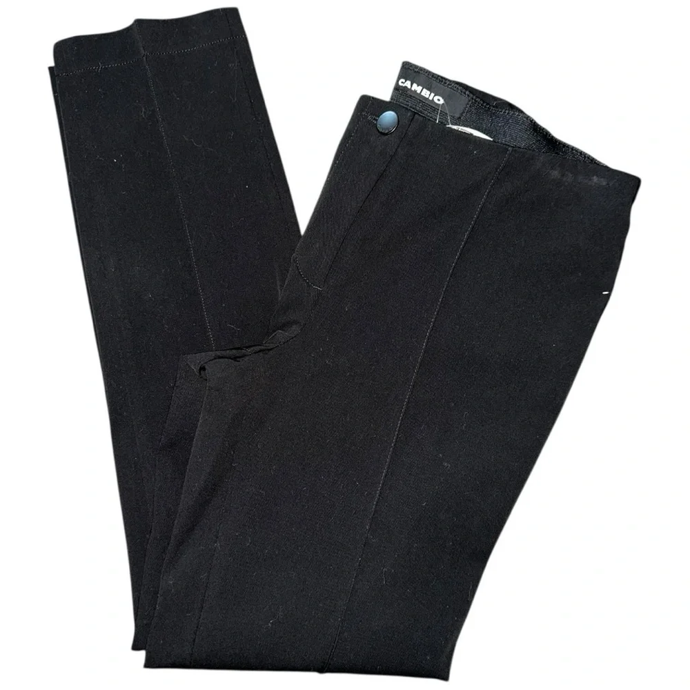 CAMBIO Women’s Size 2 Black Ros Techno Stretch Pin Tuck Seamed Trousers Pants